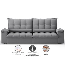 Sofá Sideral Retrátil e Reclinável com Molas no Assento 2,00m Velosuede - Netsofas  - 3