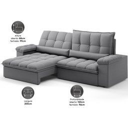 Sofá Sideral Retrátil e Reclinável com Molas no Assento 2,00m Velosuede - Netsofas  - 2