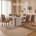 Ver imagem 2 de Mesa de Jantar Isadora 180cm Tampo MDF e Vidro Canto Copo com 6 Cadeiras Lira Moderna Mobília