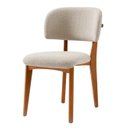 Ver imagem 1 de Cadeira de Jantar Lina Tecido Linho Bege Madeira Mel - Ooca Móveis