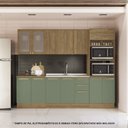 Ver imagem 1 de Armário de Cozinha Modulada Completa Reta 6 Peças 2,70m Botanic Kappesberg - Nogueira/verde Oliva