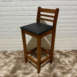 Conjunto Bistrô Fixo Mesa com 2 Banquetas Estofadas de Madeira Cor:mel - 5