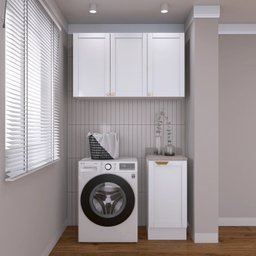 Lavanderia Modulada 2 Peças 1 Armário Aéreo 3 Portas 1 Balcão Cabecasa Madeiramadeira - 1