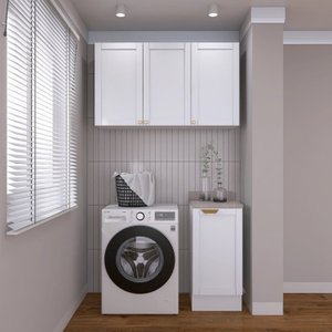 Lavanderia Modulada 2 Peças 1 Armário Aéreo 3 Portas 1 Balcão Cabecasa Madeiramadeira
