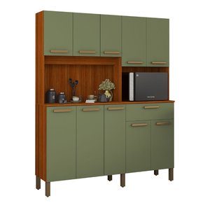 Armário Jade Cozinha 10 Portas Compacto e Resistente Mdf:verde