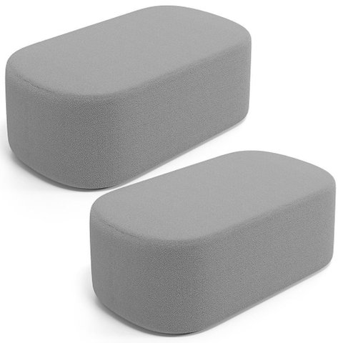 Kit 02 Puffs Decorativos Orgânicos para Living Quarto 100cm Doha W01 Bouclê Cinza - Lyam Decor