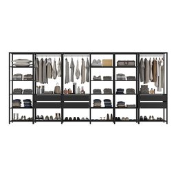 Guarda-Roupas Closet Modulado 405cm 6 Peças com 6 Gavetas e Cabideiros Multimóveis MP4322  - 4