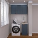 Ver imagem 2 de Lavanderia Planejada 2 Peças 1 Armário Aéreo 3 Portas 1 Balcão Arizona CabeCasa MadeiraOriginals Azul/Branco