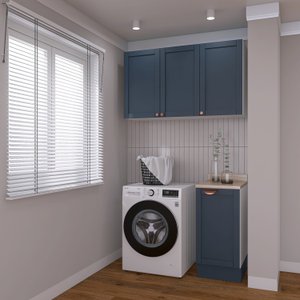 Lavanderia Modulada 2 Peças 1 Armário Aéreo 3 Portas 1 Balcão Cabecasa Madeiramadeira