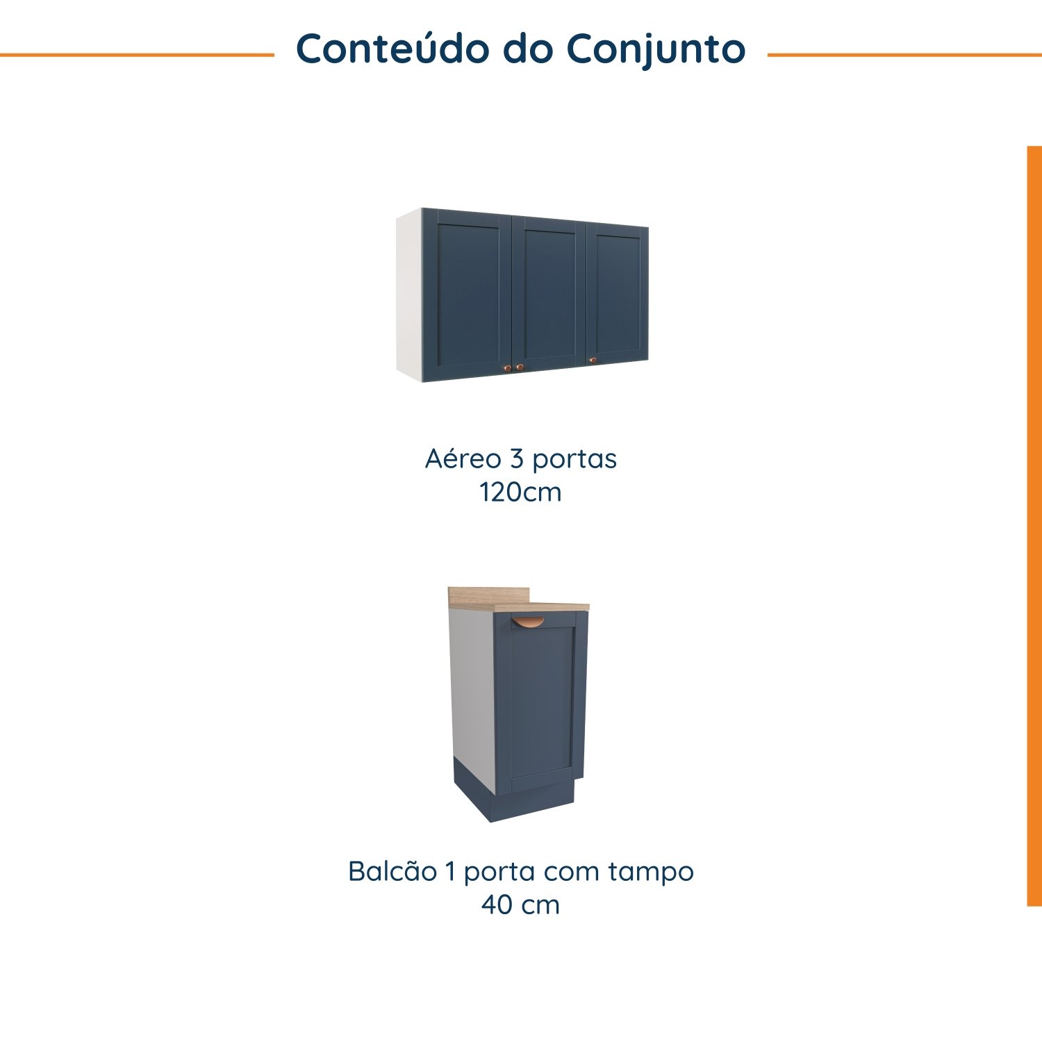 Lavanderia Modulada 2 Peças 1 Armário Aéreo 3 Portas 1 Balcão Cabecasa Madeiramadeira - 3