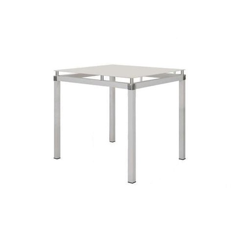Mesa Malva 75x75 Cm Branco com Tampo de Vidro Temperado Branco - Artefamol