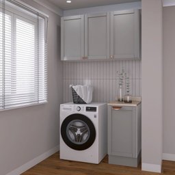 Lavanderia Modulada 2 Peças 1 Armário Aéreo 3 Portas 1 Balcão Cabecasa Madeiramadeira - 7