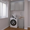 Ver imagem 7 de Lavanderia Modulada 2 Peças 1 Armário Aéreo 3 Portas 1 Balcão CabeCasa MadeiraOriginals Cinza/Branco