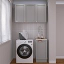 Ver imagem 1 de Lavanderia Modulada 2 Peças 1 Armário Aéreo 3 Portas 1 Balcão CabeCasa MadeiraOriginals Cinza/Branco