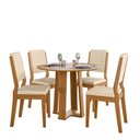 Ver imagem 1 de Conjunto Sala de Jantar Mesa Isabela 100x100 sem Vidro 4 Cadeiras Carol Ype/linho Palha