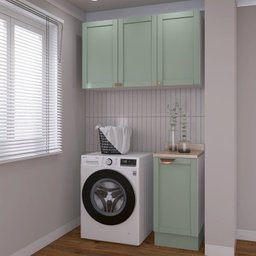 Lavanderia Modulada 2 Peças 1 Armário Aéreo 3 Portas 1 Balcão Cabecasa Madeiramadeira - 9