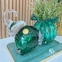 Ver imagem 3 de Escultura em Cristal Murano Elefante Verde Folha 18x18x18cm