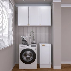Lavanderia Modulada 2 Peças sem Tampo 1 Armário Aéreo 3 Portas 1 Balcão Cabecasa Madeiramadeira