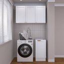 Ver imagem 1 de Lavanderia Modulada 2 Peças sem Tampo 1 Armário Aéreo 3 Portas 1 Balcão CabeCasa MadeiraOriginals Branco