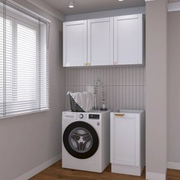 Lavanderia Modulada 2 Peças sem Tampo 1 Armário Aéreo 3 Portas 1 Balcão Cabecasa Madeiramadeira - 7