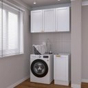 Ver imagem 7 de Lavanderia Modulada 2 Peças sem Tampo 1 Armário Aéreo 3 Portas 1 Balcão CabeCasa MadeiraOriginals Branco
