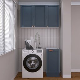 Lavanderia Modulada 2 Peças sem Tampo 1 Armário Aéreo 3 Portas 1 Balcão Cabecasa Madeiramadeira - 1