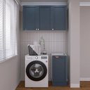 Ver imagem 1 de Lavanderia Planejada 2 Peças sem Tampo 1 Armário Aéreo 3 Portas 1 Balcão CabeCasa MadeiraOriginals Azul/Branco