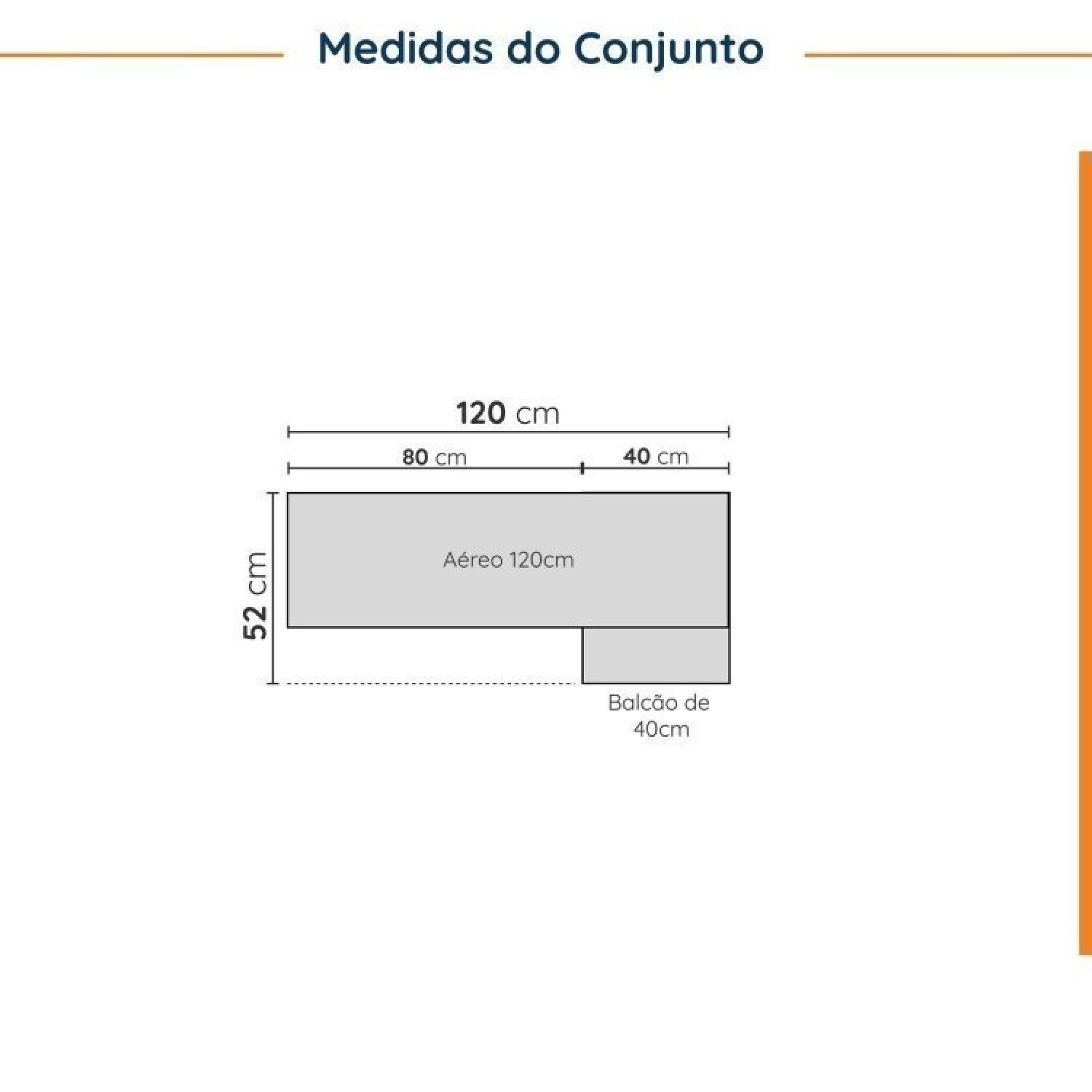 Lavanderia Modulada 2 Peças sem Tampo 1 Armário Aéreo 3 Portas 1 Balcão Cabecasa Madeiramadeira - 2