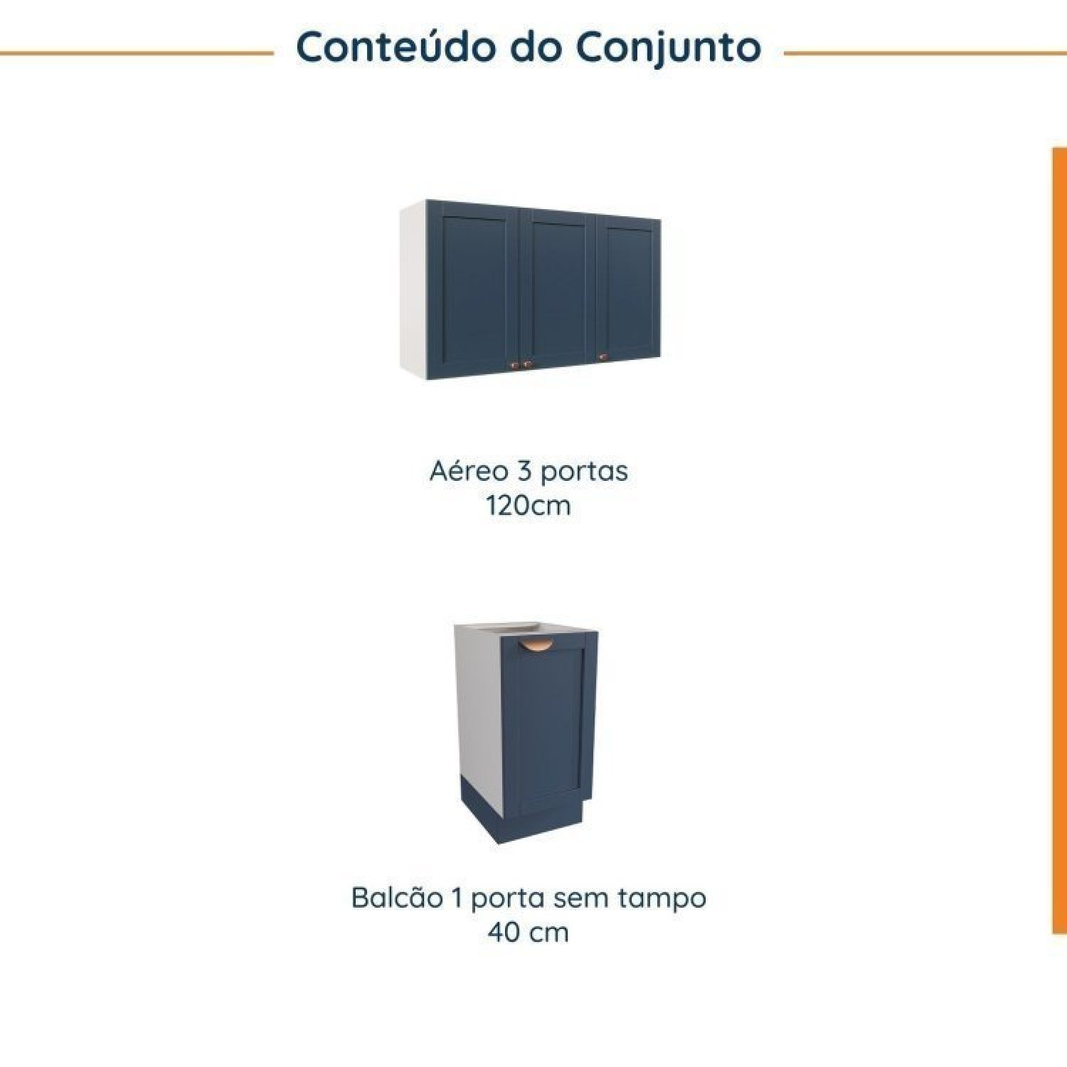 Lavanderia Modulada 2 Peças sem Tampo 1 Armário Aéreo 3 Portas 1 Balcão Cabecasa Madeiramadeira - 3