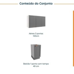 Lavanderia Modulada 2 Peças sem Tampo 1 Armário Aéreo 3 Portas 1 Balcão Cabecasa Madeiramadeira - 3