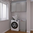 Ver mais imagens de Lavanderia Modulada 2 Peças sem Tampo 1 Armário Aéreo 3 Portas 1 Balcão CabeCasa MadeiraOriginals Cinza/Branco