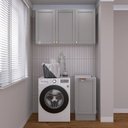 Ver imagem 1 de Lavanderia Modulada 2 Peças sem Tampo 1 Armário Aéreo 3 Portas 1 Balcão CabeCasa MadeiraOriginals Cinza/Branco