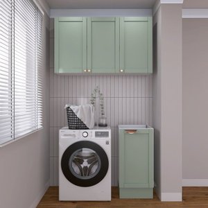 Lavanderia Modulada 2 Peças sem Tampo 1 Armário Aéreo 3 Portas 1 Balcão Cabecasa Madeiramadeira