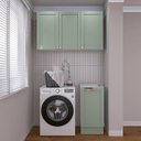 Ver imagem 1 de Lavanderia Planejada 2 Peças sem Tampo 1 Armário Aéreo 3 Portas 1 Balcão CabeCasa MadeiraOriginals Verde/Menta/Branco