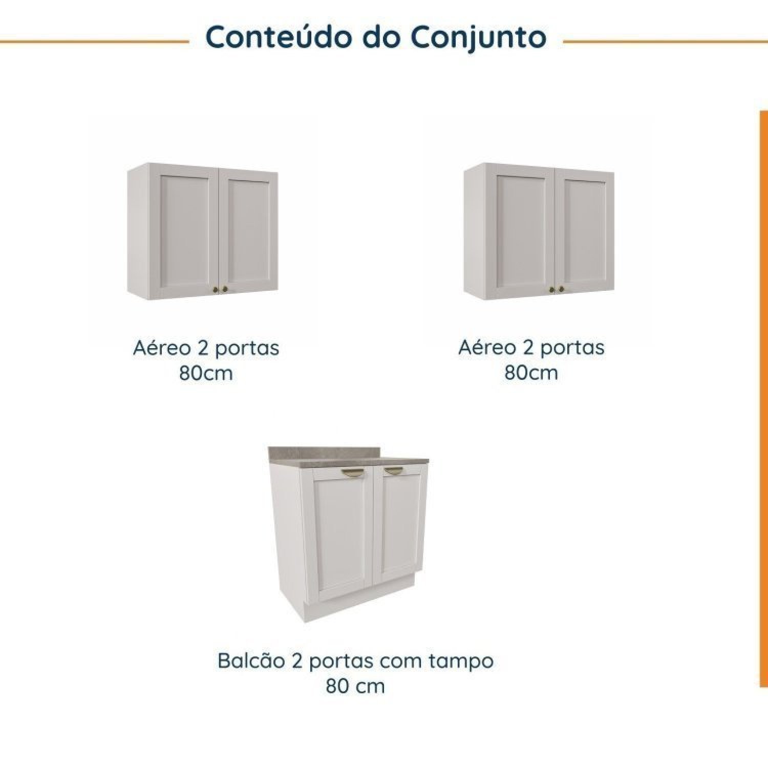 Lavanderia Modulada 3 Peças 2 Armários Aéreos 4 Portas 1 Balcão Cabecasa Madeiramadeira - 3