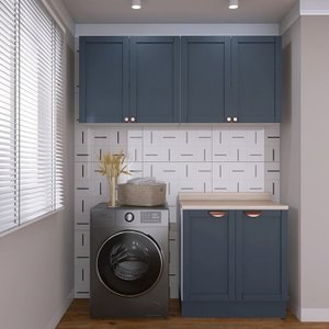 Lavanderia Modulada 3 Peças 2 Armários Aéreos 4 Portas 1 Balcão Cabecasa Madeiramadeira