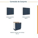 Ver imagem 3 de Lavanderia Planejada 3 Peças 2 Armários Aéreos 4 Portas 1 Balcão Arizona CabeCasa MadeiraOriginals Azul/Branco