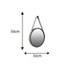 Espelho Decorativo Adnet Branco Alça Corino Preto 30cm Redondo - 7