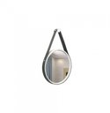 Ver imagem 1 de Espelho Decorativo Adnet Branco Alça Corino Preto 30cm Redondo