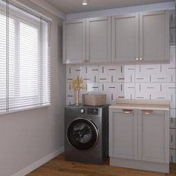 Lavanderia Modulada 3 Peças 2 Armários Aéreos 4 Portas 1 Balcão Cabecasa Madeiramadeira - 10