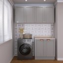 Ver imagem 1 de Lavanderia Modulada 3 Peças 2 Armários Aéreos 4 Portas 1 Balcão CabeCasa MadeiraOriginals Cinza/Branco