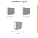 Ver imagem 3 de Lavanderia Planejada 3 Peças 2 Armários Aéreos 4 Portas 1 Balcão Arizona CabeCasa MadeiraOriginals Verde/Menta/Branco
