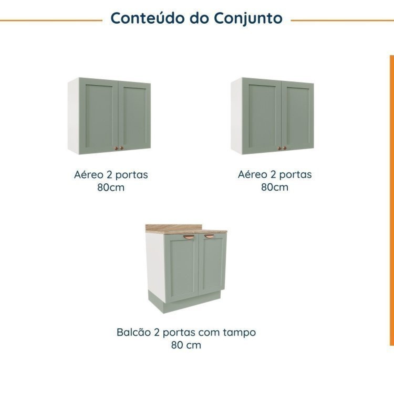 Lavanderia Modulada 3 Peças 2 Armários Aéreos 4 Portas 1 Balcão Cabecasa Madeiramadeira - 3