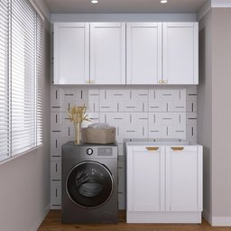 Lavanderia Modulada 3 Peças sem Tampo 2 Armários Aéreos 4 Portas 1 Balcão Cabecasa Madeiramadeira - 1