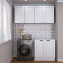 Ver imagem 1 de Lavanderia Modulada 3 Peças sem Tampo 2 Armários Aéreos 4 Portas 1 Balcão CabeCasa MadeiraOriginals Branco