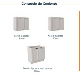 Lavanderia Modulada 3 Peças sem Tampo 2 Armários Aéreos 4 Portas 1 Balcão Cabecasa Madeiramadeira - 3