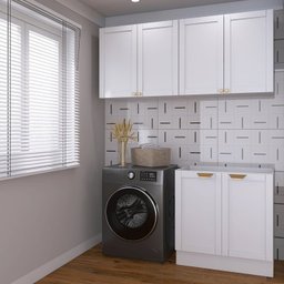 Lavanderia Modulada 3 Peças sem Tampo 2 Armários Aéreos 4 Portas 1 Balcão Cabecasa Madeiramadeira - 8