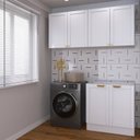 Ver mais imagens de Lavanderia Modulada 3 Peças sem Tampo 2 Armários Aéreos 4 Portas 1 Balcão CabeCasa MadeiraOriginals Branco