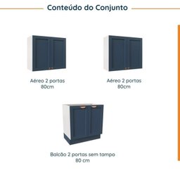 Lavanderia Modulada 3 Peças sem Tampo 2 Armários Aéreos 4 Portas 1 Balcão Cabecasa Madeiramadeira - 3