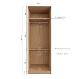 Guarda Roupa Infantil Modulado 2 Portas com Cabideiro Joy Kids CabeCasa MadeiraMadeira - 7